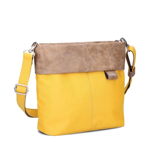 Zwei Damen Handtasche Olli OT8 Umhängetasche 3 Liter klassische Crossbody Bag wasserabweisend robust strapazierfähig Bicolor Design Schultertasche inkl. 2 Schultergurte kurz & lang (yellow)