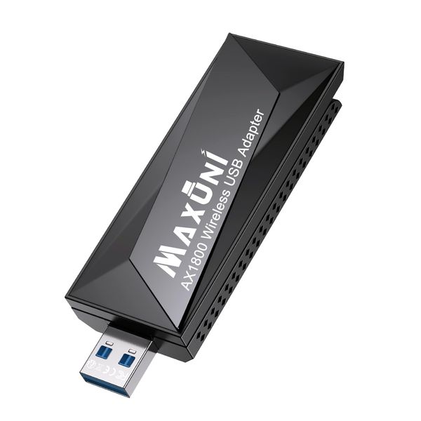 Maxuni AX1800 USB WiFi Adapter for PC, Wireless Network Adapter for Desktop with 2.4G/5G,MU-MIMO WiFi Dongle, USB 3.0, Supports Windows 11/10, AX1800Mbps, Plug and Play