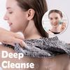 myHomeBody Extra Long Exfoliating Washcloth | Exfoliating Body Scrubber | Exfoliating Towel, Japanese Washcloth | 3D Texture Obsidian and Raisin Dots, Set of 2 with Silicone Facial Brush