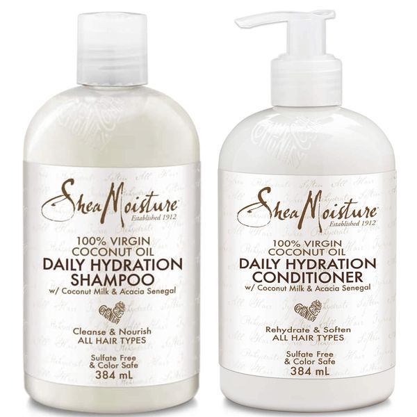 100% Virgin Coconut Oil Daily Hydration Shampoo and Conditioner 13oz BUNDLE by Shea Moisture