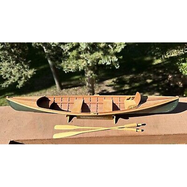 19” Vintage 1890’s St Lawrence River Skiff Wood Canoe Model Toy Boat