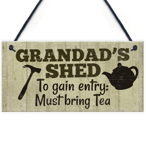 RED OCEAN Grandad's Shed Plaque Garden Shed Summer House Sign Dad Fathers Day Grandparent Gift For Him