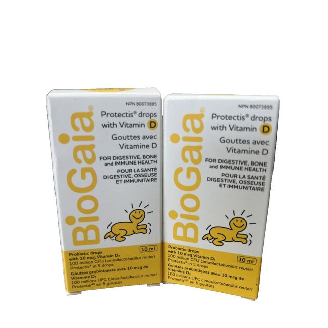 2 BioGaia Probiotics Drops With Vitamin D for Baby Infants Newborn & Kids 10 ml