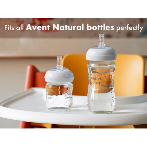 Sippy Straw Cup Nipples for Philips Avent Natural Baby Bottles, My Grippy Spout Sippy Cup and Natural Trainer Sippy Cup, Food Grade Soft Silicone, Variable Flow, 9m+, 4 Count