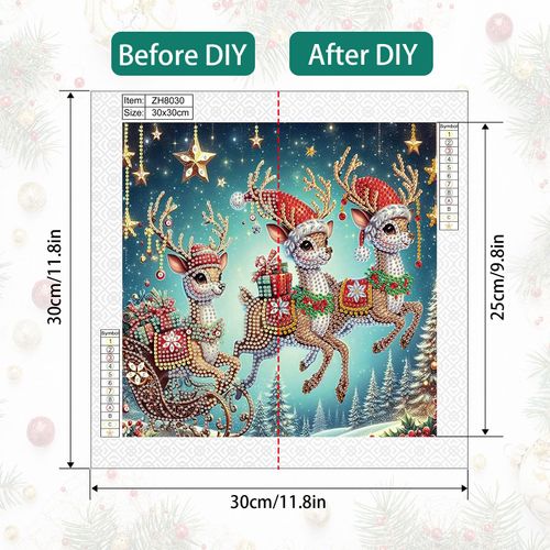 Christmas Diamond Art Painting Kit, 5D DIY Reindeer, Special Shape Crystal Diamond Partial Diamond Art Painting Mosaic Handicraft, Wall Art Painting For Bedroom, Office, Living Room Wall Decor Gift