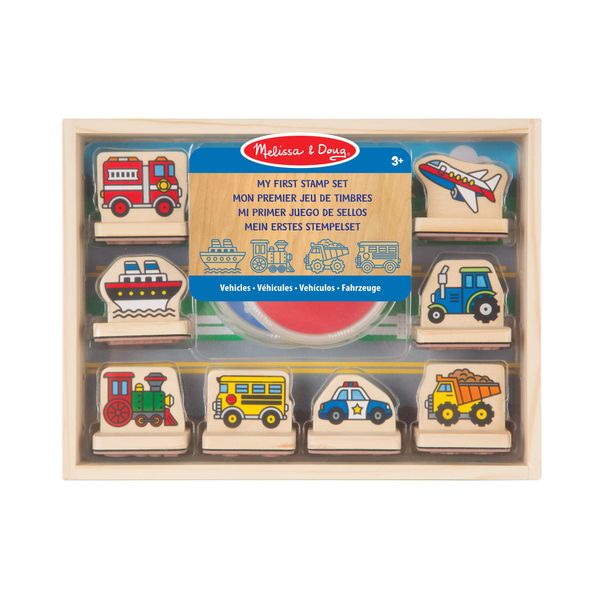 Melissa & Doug 12391 My First Wooden Stamp Set - Vehicles | Arts & Crafts | Stamp Sets & Stencils | 4+ | Gift for Boy or Girl, Multicolor, 27.94 cm*4.572 cm*21.082 cm