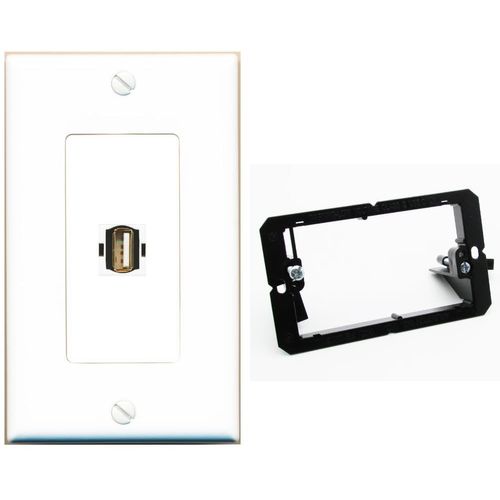 RiteAV USB2 Wall Plate White with Low Voltage Mounting Bracket