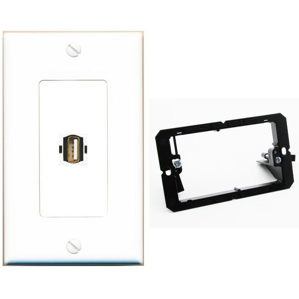 RiteAV USB2 Wall Plate White with Low Voltage Mounting Bracket