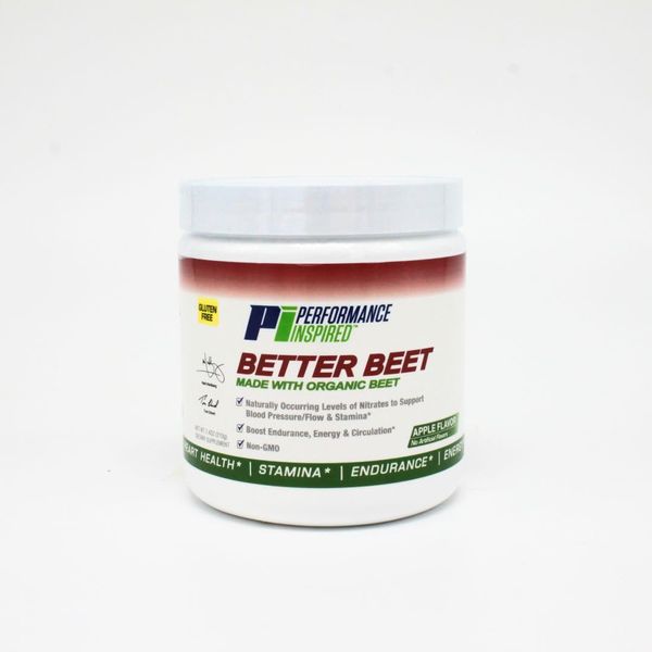 PERFORMANCE INSPIRED Nutrition Better Beet Powder - 100% Organic Beet – Boost Nitric Oxide – All-Natural Clean Energy - Boost Endurance – G-Free - Non-GMO - Apple Flavor - 30 Servings