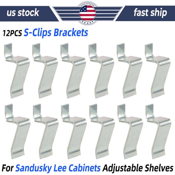 12pcs For Sandusky Metal Cabinet Shelf S-Clips Replacement Adjustable Shelves US