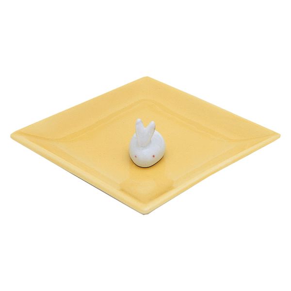 Ceramic Incense Plate & Rabbit Incense Holder (Yellow)
