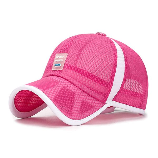 Kinder Basecap Schirmmütze Schnelltrocknend Mesh Kappe Baseball Cap Sonnenhut Junge Mädchen Basketball Sportkappe Einstellbar Baseballmütze Bestickte Sommerhut (Rosa(Full mesh))