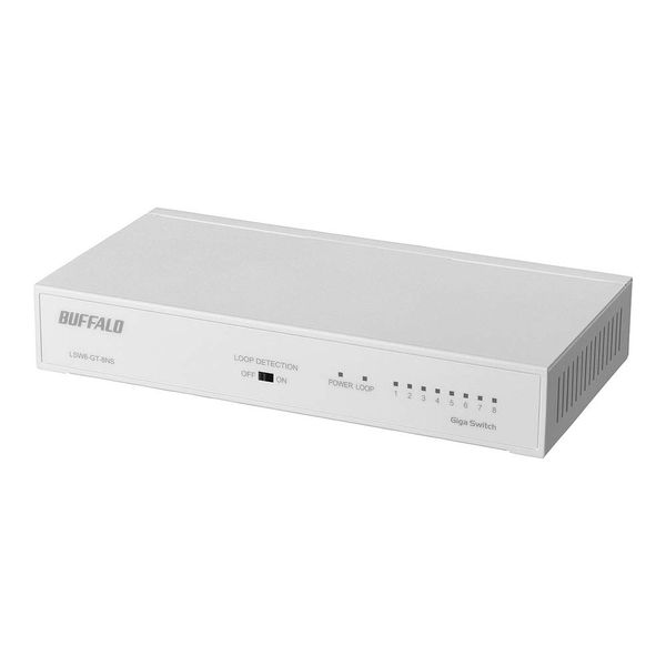 Buffalo BUFFALO Giga Compatible Metal Housing with Built-in Power Supply 8 Ports, White Switching Hub, Simple Packaging, Magnet, Wall Mount