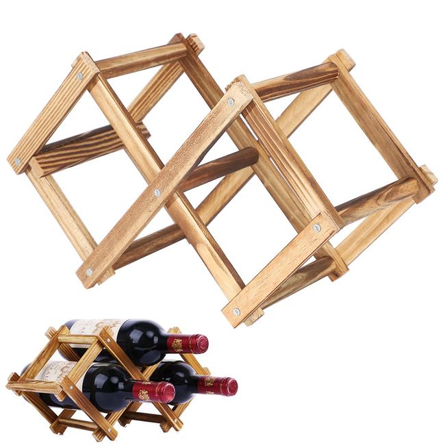 AllBright Wine Rack, Wine Holder Wine Bottle Rack Wooden Foldable 3 Bottles Wine Champagne Interior Storage Horizontal