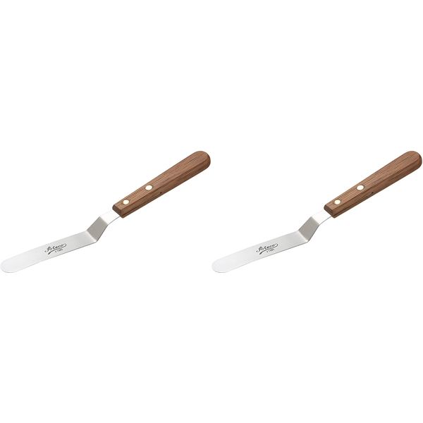 Ateco 1385 Spatula Icing Frosting Spreader Decorating Tool - Wood Handle, 2-Pack