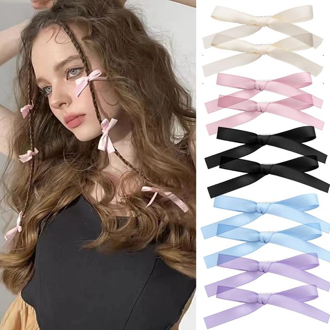 NATOSU 5Paar Haarspangen mit süßer Schleife,Haarschleifen, Kawaii Krallen Haarspangen, kleine Haar Accessoires für Weihnachten, Geburtstag, für Teenager, Mädchen und Frauen