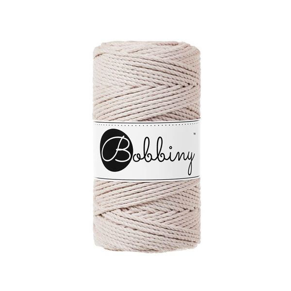 Bobbiny Makramee-Schnur, 3 mm, 3-lagig, Nude, 100 m