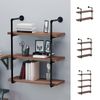 Industrial Multi-Tier Shelf Wall-Mounted Floating Shelf Bookcase Storage Rack