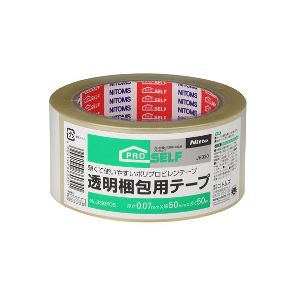 Nitoms J6030 Transparent Packaging Tape No.3303 2.0 inches (50 mm x 50 m)