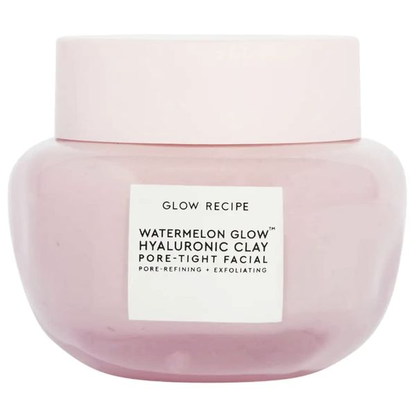 Glow Recipe Watermelon Glow Hyaluronic Clay Pore-Tight Facial - Gentle Exfoliating Clay Mask with Hyaluronic Acid - Help Minimize the Appearance of Pores, Even Tone + Hydrate (60ml / 2oz)