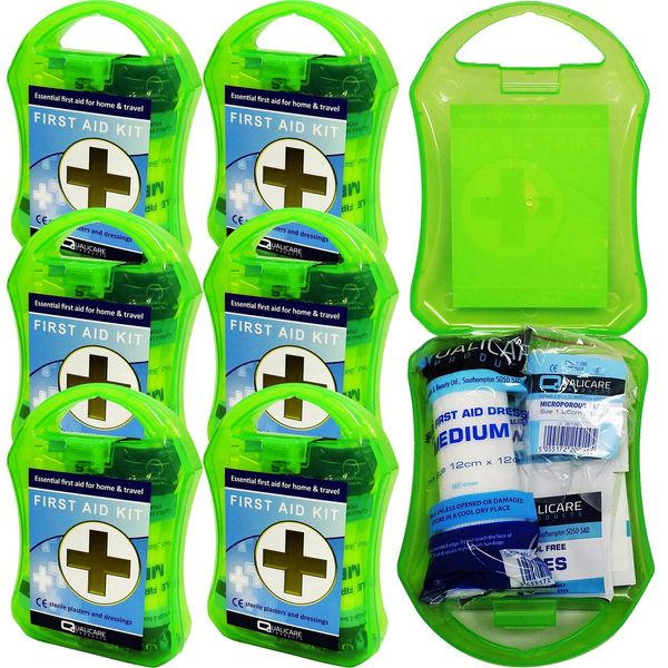 Qualicare Handy Mini Small Pocket Size Compact Carry Emergency First Aid Kit - 6 Kit Pack