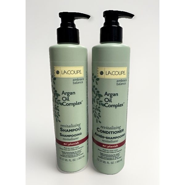 2 PACK LaCoupe Argan Oil Complex Shampoo & Conditioner Set Combo 12.17oz