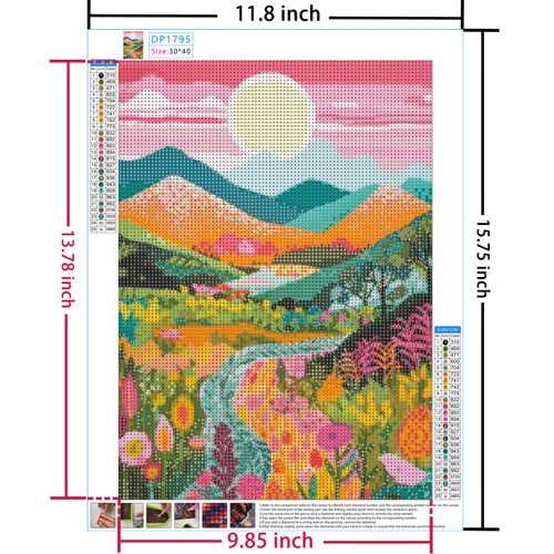 5D Diamond Painting Kits for Adults Beginners Mountain Flower DIY Diamond Art Kits with Tools Full Drill Round Diamond Dots Craft paint by diamonds Gem Art for Home Wall Decor Gifts (16"x12") (DP1795)