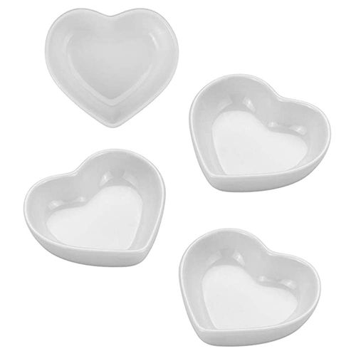 Super Cute heart sharpe Ceramic Sauce Dish,Mini Side Seasoning Dish,Condiment Dishes/Sushi Soy Dipping Bowl,Snack Serving Dishes,Love Porcelain Small Saucer Set(Set of 4)