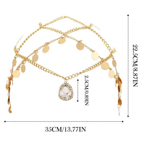 Fashey Sequins Head Chain Rhinestone Headpiece Cap Boho Tassels Headbands Festival Hair Accessories for Women and Girls