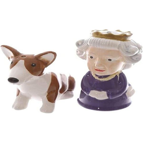 Puckator Queen & Corgi Ceramic Salt & Pepper Set