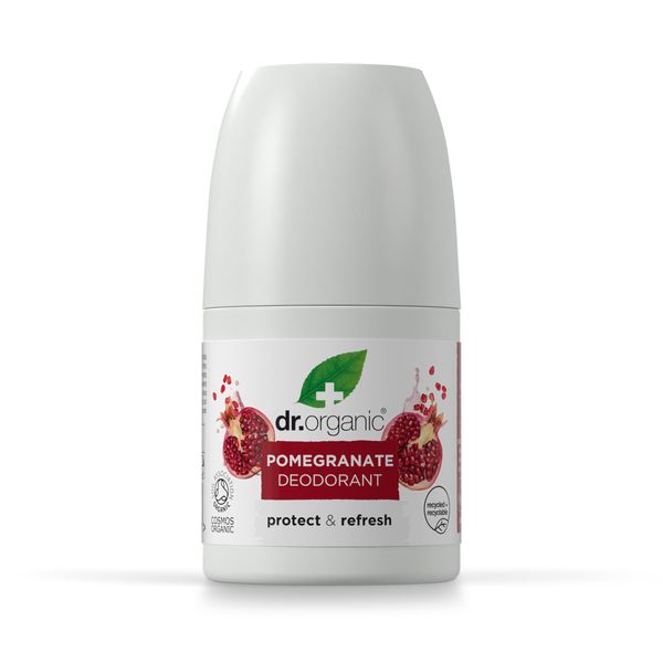 Dr Organic Pomegranate Deodorant, Aluminium Free, Mens, Womens, Natural, Vegan, Cruelty-Free, Paraben & SLS-Free, Organic, 50ml, Packaging may vary