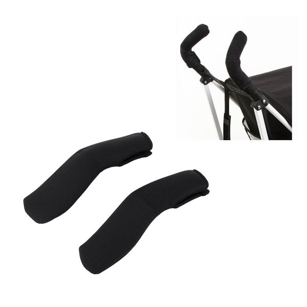 Atyhao 2Pcs Baby Stroller Handle Cover, Black Neoprene Baby Stroller Grip Cover Protector Cover for Pushchair Pram