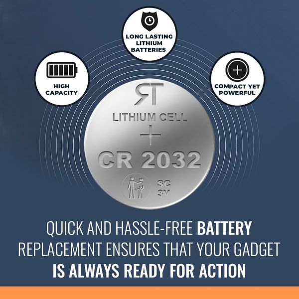Rome Tech CR2032 Battery Replacement Compatible with Remote Control for Dreo Tower Fan Cruiser Pro T2, MC710S, Pilot Pro S, Pilot Max S, IceWind