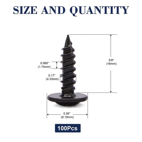 #8 x 5/8" Wood Screw 100Pcs Alloy Steel Standard Thread Truss Head Fast Self Tapping Black Oxide by SG TZH