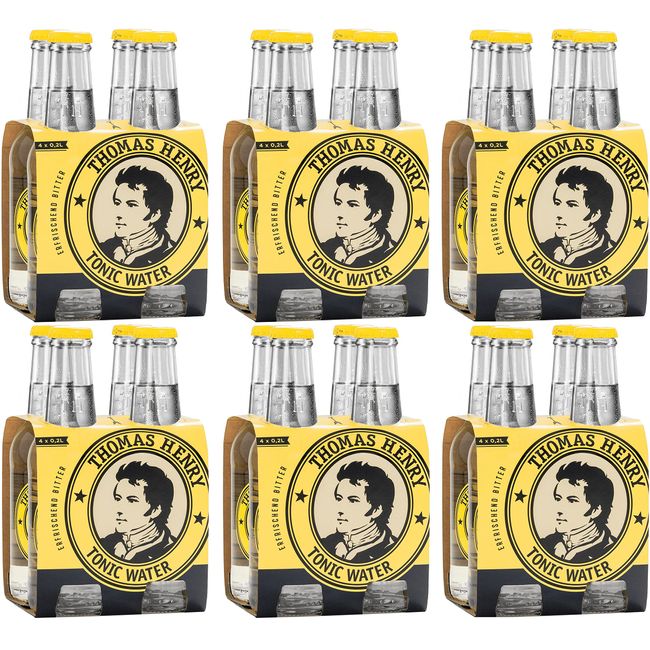 Thomas Henry Tonic Water - erfrischend bitter - (6 x 4 x 0,2 l Glas MW) 6er Set Bitterlimonade zum Mixen deiner Longdrinks und Cocktails mit Gin & Co.