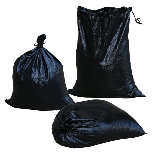Jumbulk Black Empty 19" x 24" Woven PE Sandbags, UV Protection, Anti-UV 3 Years, w/Ties, Heavy Duty Sand Bags for Flood Water Barrier, Tent Sandbags, Construction Trash (5)