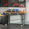 59" Mobile Workbench Bamboo Top Height Adjustable Workstation W/ Drawer