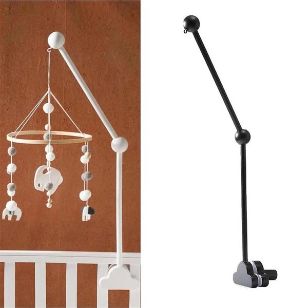 Hanging Wooden Baby Crib Mobile Arm, Baby Mobile Holder Arm, Mobile Arm for Crib, Strong Slip Attachment Wooden Nursery Accessories Bed Decor Bell (Black)