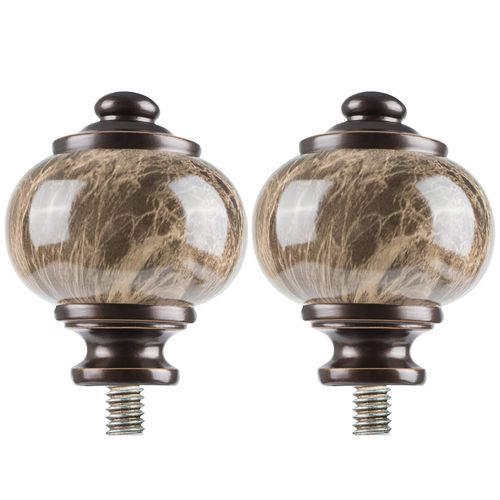 KAMANINA Marbled Replacement Finials for 1 or 7/8 Inch Bronze Curtain Rods, M6 Screw Drapery Rod Finials, Set of two
