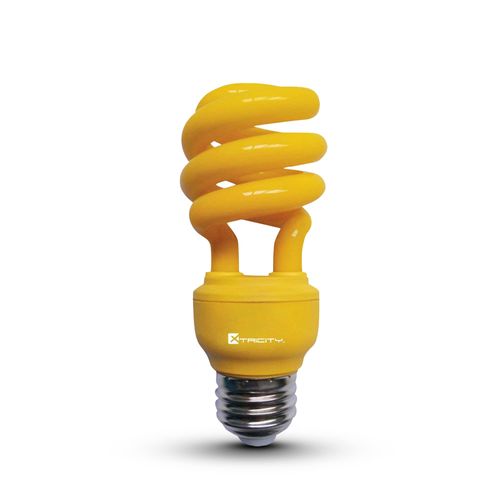 Xtricity Yellow Bug Light Bulbs Compact Fluorescent T2 Spiral, E26 Base, 13W (60W Equivalent), 800 Lumens, Outdoor, CFL, 120V – UL Listed (1 Pack)