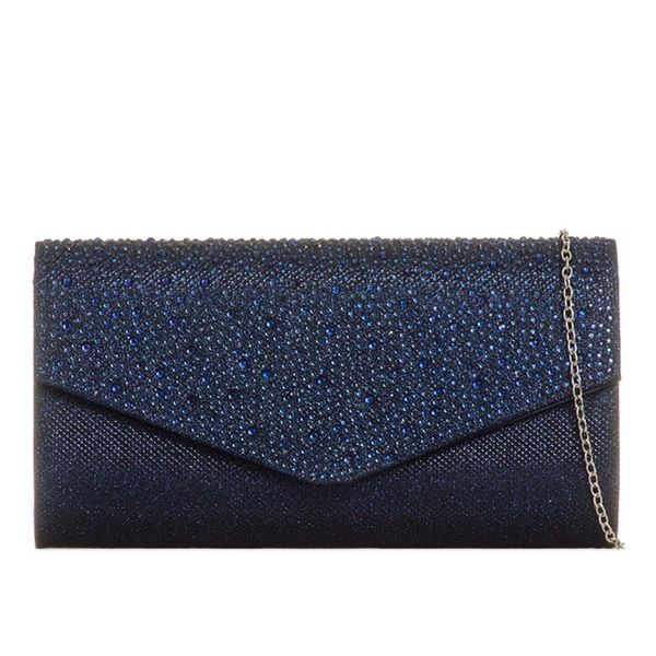 LeahWard Women's Diamante Clutch Bag Wedding Evening Handbag Prom (Navy)