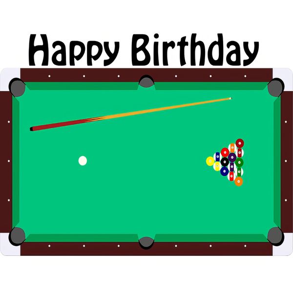 1/4 Sheet - Pool Table Billiards Happy Birthday - Edible Cake/Cupcake Party Topper - D22993