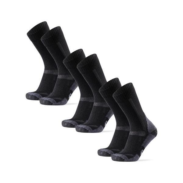 DANISH ENDURANCE Merino Wandersocken, Sommer Trekkingsocken, Unisex, Herren, Damen & Kinder, 3 Paar, Schwarz/Grau, 35-38