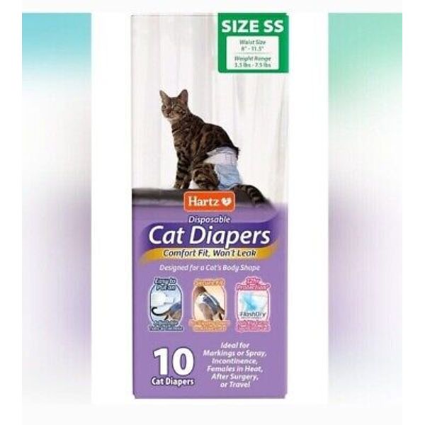 NIP Hartz Disposable Cat Diapers Size SS 10 Pack!