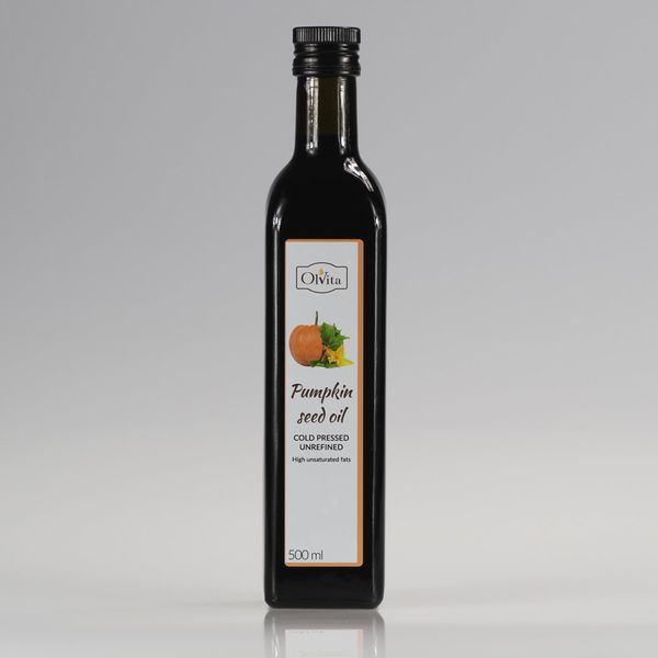 Raw Pumpkin Seed Oil, Unrefined, Cold Pressed, Olej z Pestek Dyni 500 ml