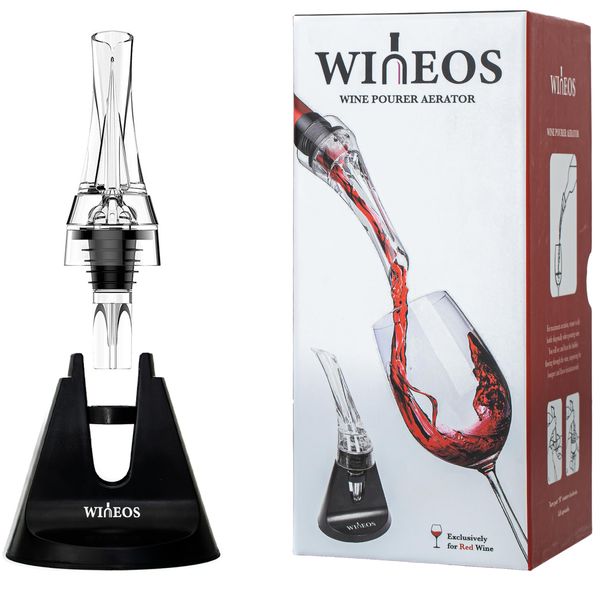 Wineos Wine Aerator Pourer Spout - Includes Wine Decanter With Aerator And Stand For Easy Storing, Wine Guide Booklet.