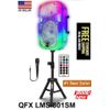 QFX LMS-801SM 8" Rechargeable Party Speaker Bluetooth USB/SD/FM/AUX+Mic & Stand