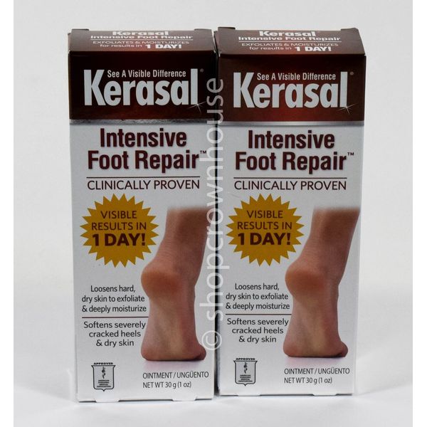 2 Kerasal INTENSIVE FOOT REPAIR 1oz exfoliates Moisturizes OINTMENT nib