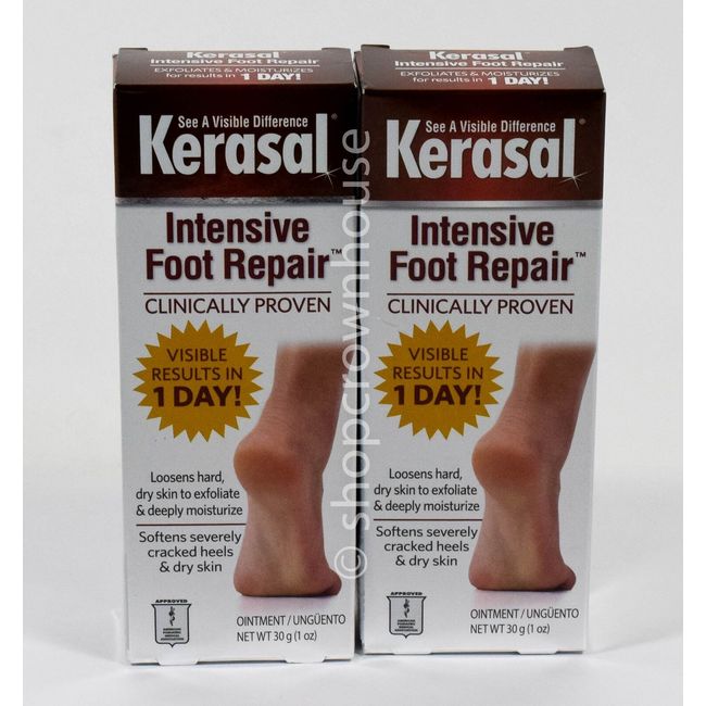 2 Kerasal INTENSIVE FOOT REPAIR 1oz exfoliates Moisturizes OINTMENT nib