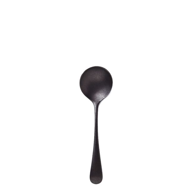 VINTAGE INOX Black Old English Bouillon Spoon, Made in Japan, Black VINTAGEINOX Cafe Restaurant Stainless Steel, Aging, Unbreakable, Dishwasher Safe